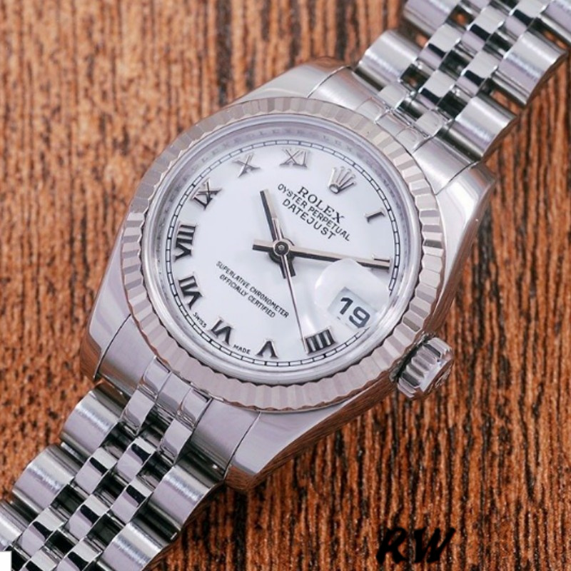 Rolex Datejust 179174 White Roman Dial Fluted Bezel 26MM Lady Replica Watch - QualitySwissReplica