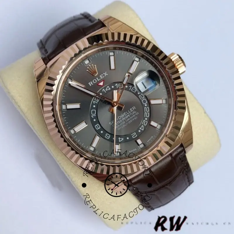 Rolex Sky-Dweller 326135 Dark Rhodium Dial 42MM Mens Replica Watch - QualitySwissReplica