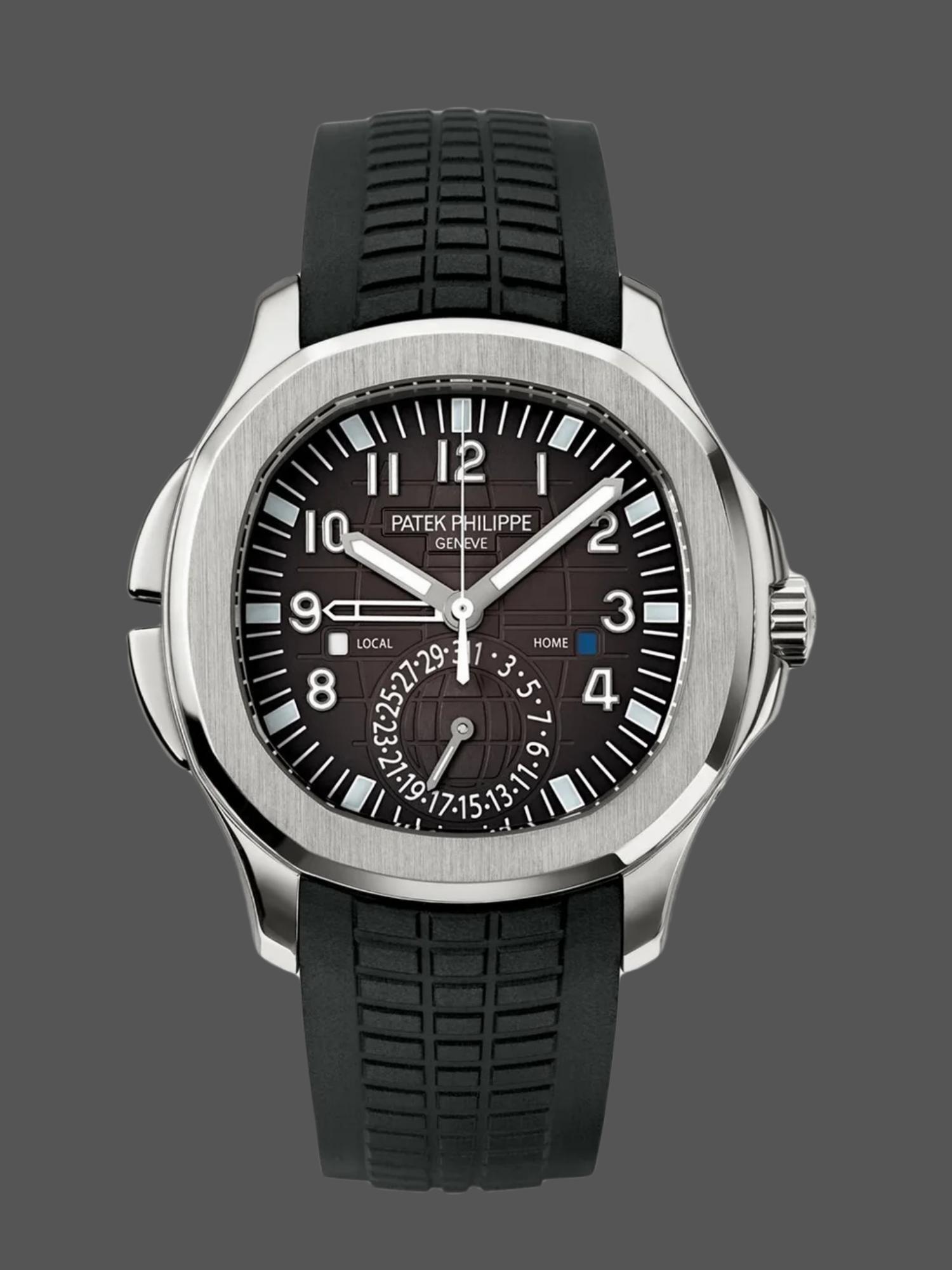 Replica Patek Philippe Aquanaut 5164A 001 Stainless Steel Dual Time 40mm Mens Watch - QualitySwissReplica