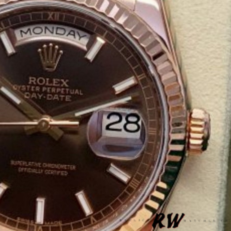 Rolex Day-Date 118235 Fluted Bezel Chocolate Dial 36mm Unisex Replica Watch - QualitySwissReplica