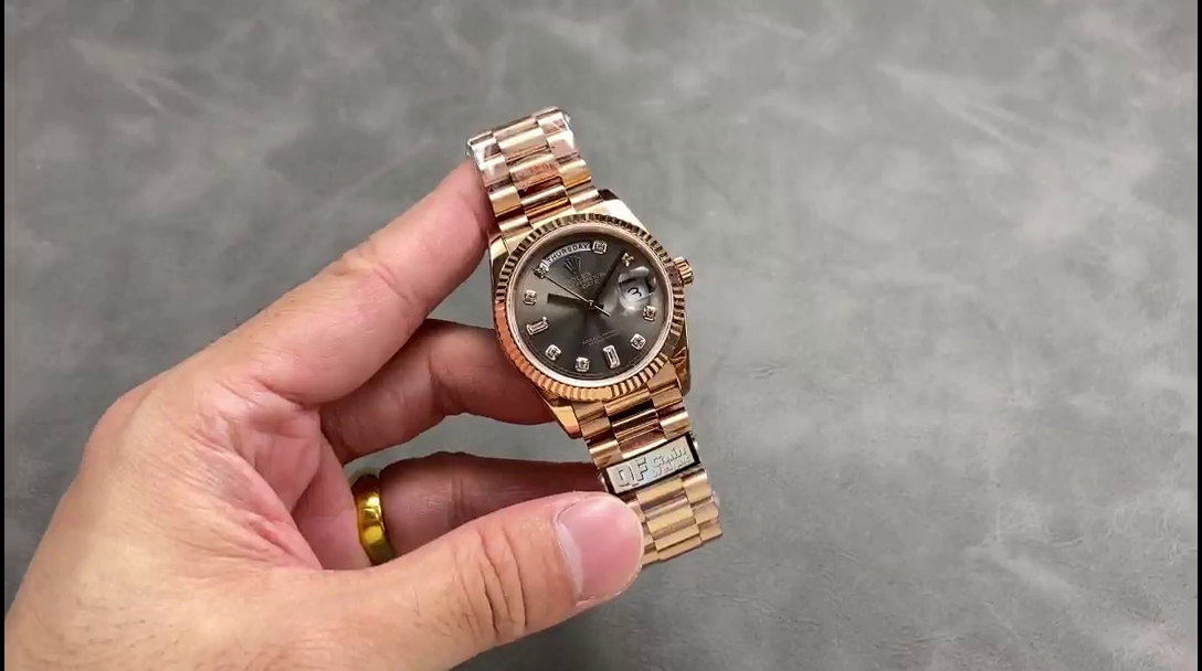 Rolex Day Date Rose Gold Slate Diamond Dial President Bracelet M128235 0050 - QualitySwissReplica