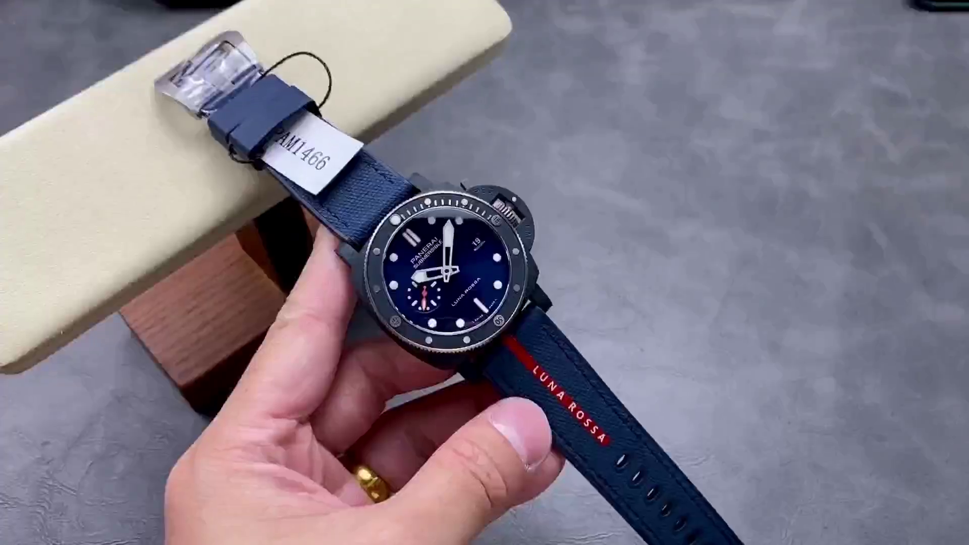 Panerai PAM01466 Submersible QuarantaQuattro Luna Rossa Replica Blue Dial Bi-Material Strap - QualitySwissReplica