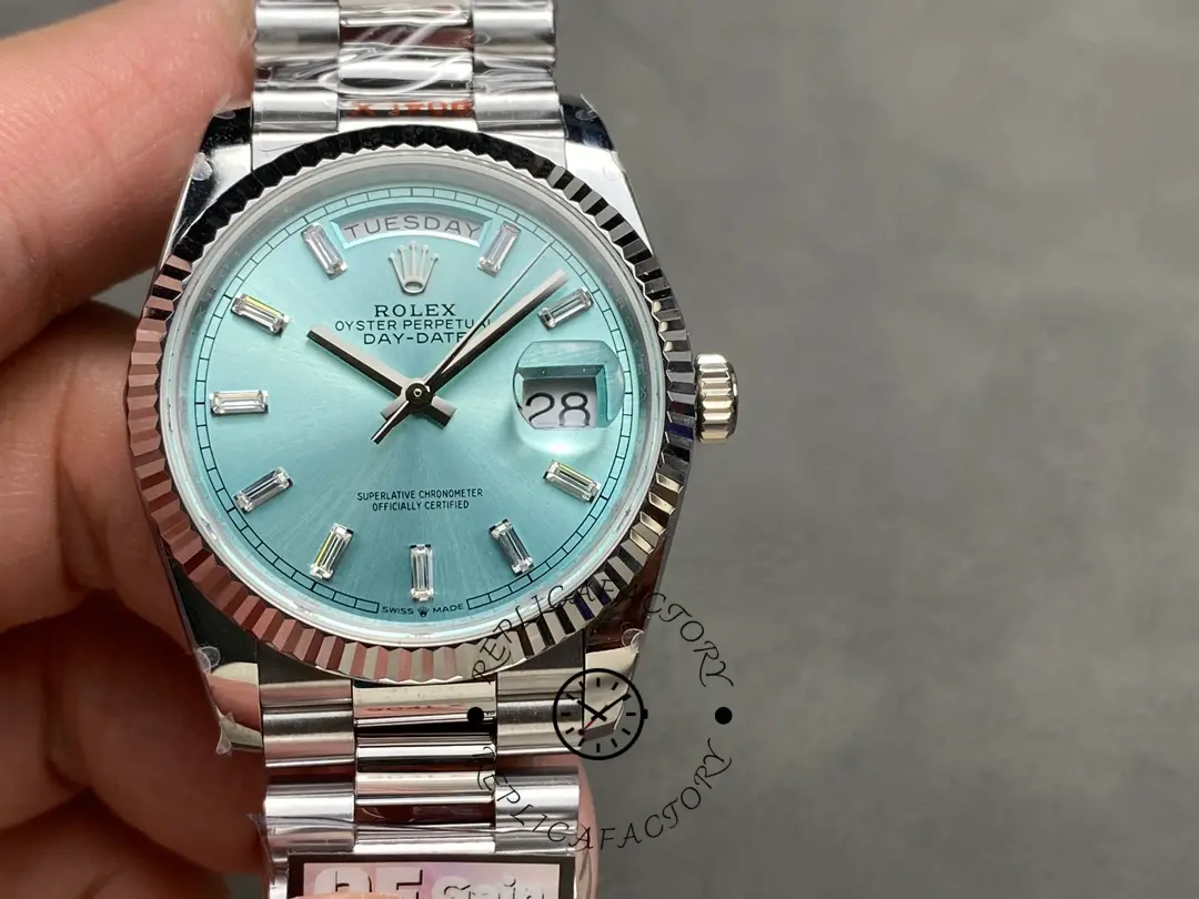 Rolex Day Date 36 Fluted Bezel Platinum Bracelet 128236 0009 - QualitySwissReplica