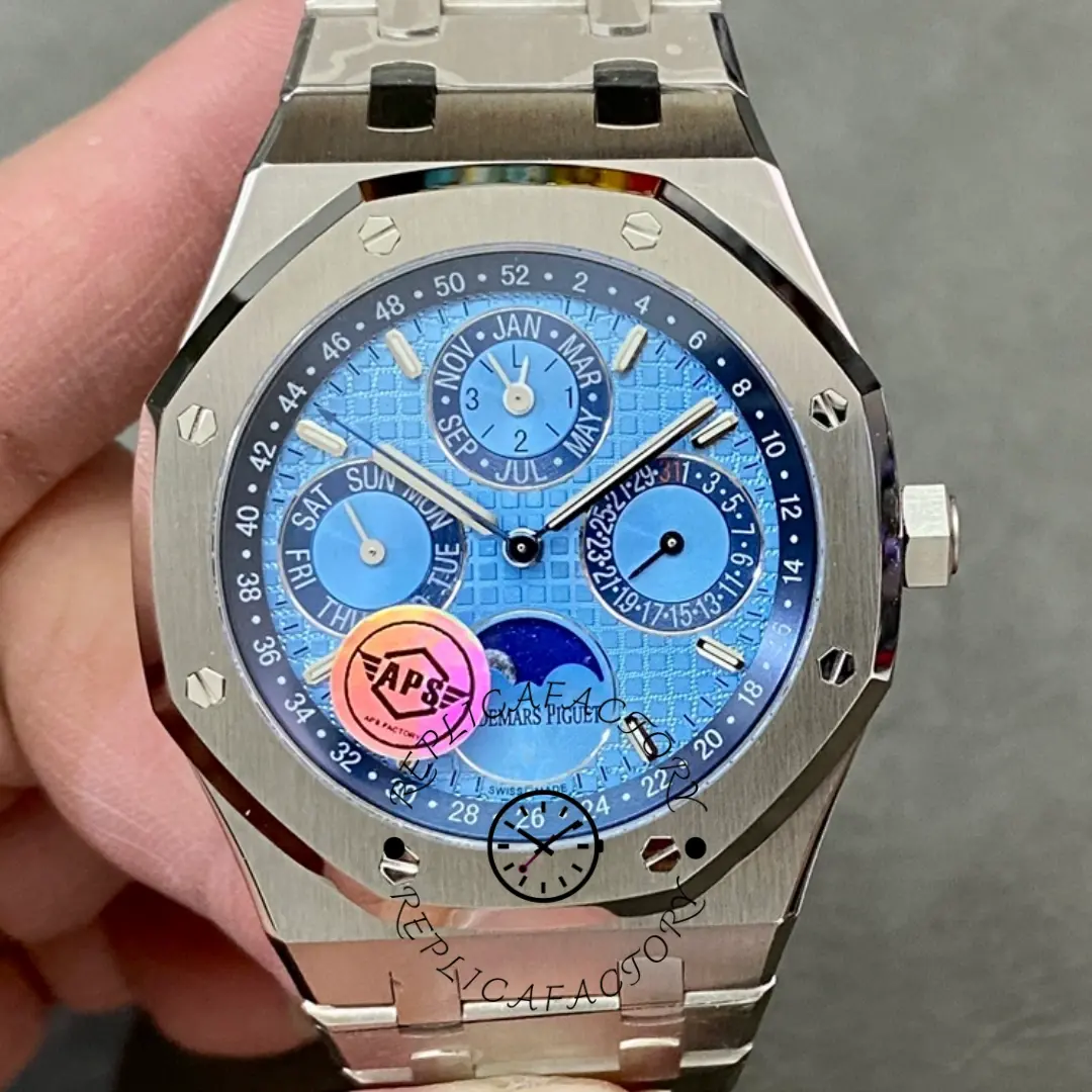 AP 26574PT.OO.1220PT.01 Royal Oak Replica Perpetual Calendar Ice Blue Platinum - QualitySwissReplica