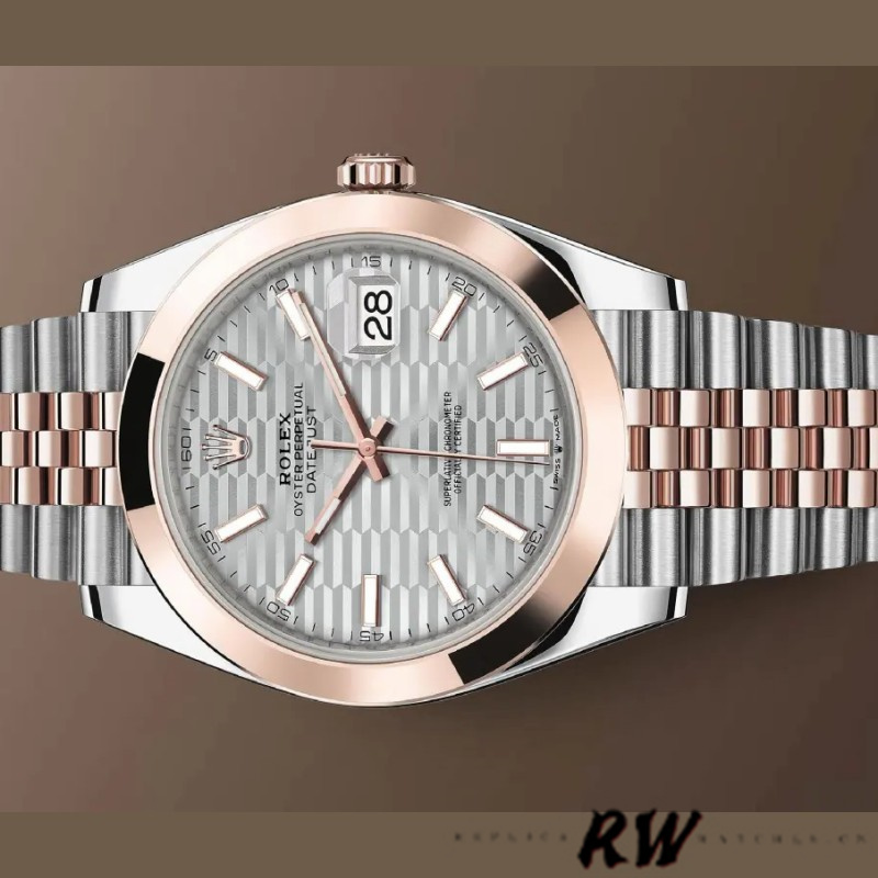 Rolex Datejust 126301 Rose Gold Slate Grey Fluted Motif Dial 41MM Mens Replica Watch - QualitySwissReplica