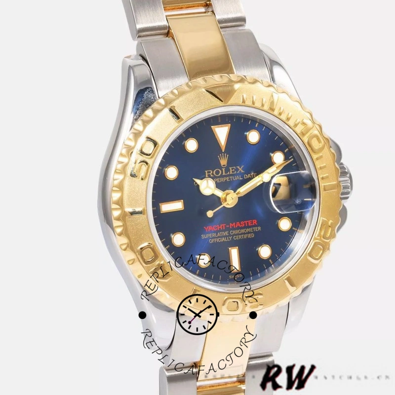 Rolex Yacht-Master 169623 Steel Yellow Gold Blue Dial 29MM Lady Replica Watch - QualitySwissReplica