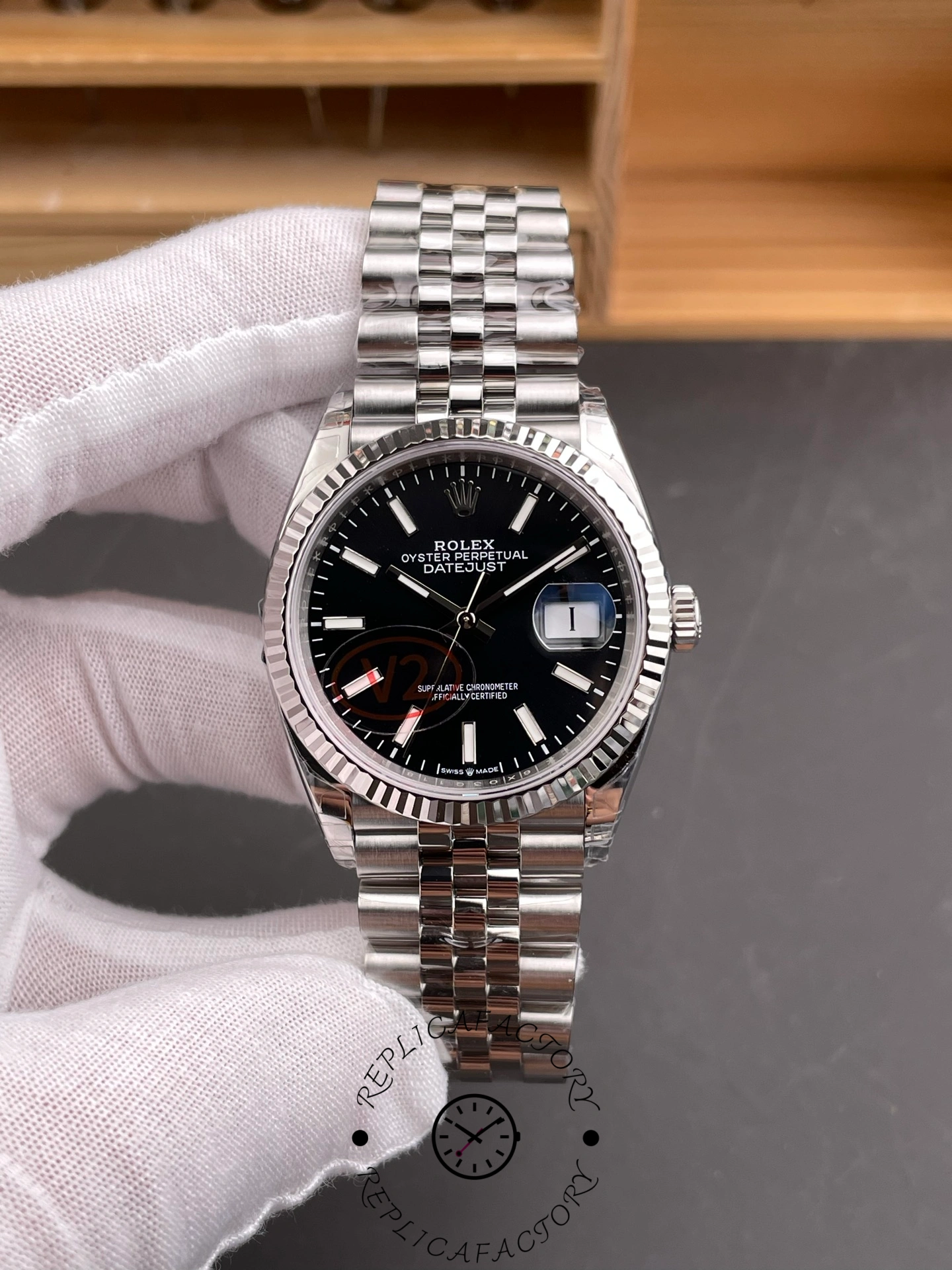 Rolex Datejust 126234 Fluted Bezel Black Index Dial 36MM Unisex Replica Watch - QualitySwissReplica