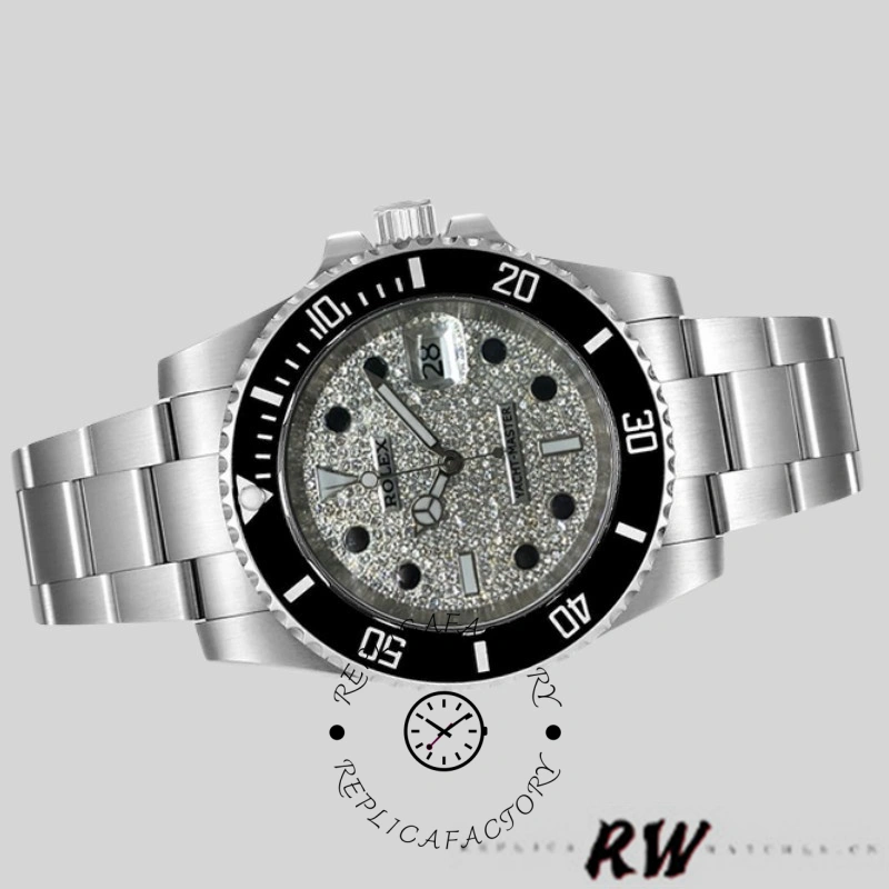 Rolex Yacht-Master 116695 Stainless Steel Diamond Paved Dial 40MM Mens Replica Watch - QualitySwissReplica