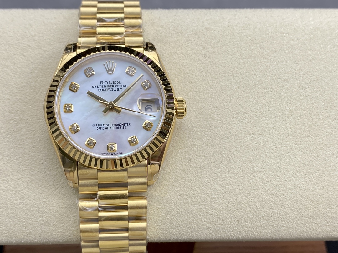 Rolex Datejust 31 Yellow Gold Mother-of-Pearl Diamond Dial M278278-0010 Women's Watch - QualitySwissReplica