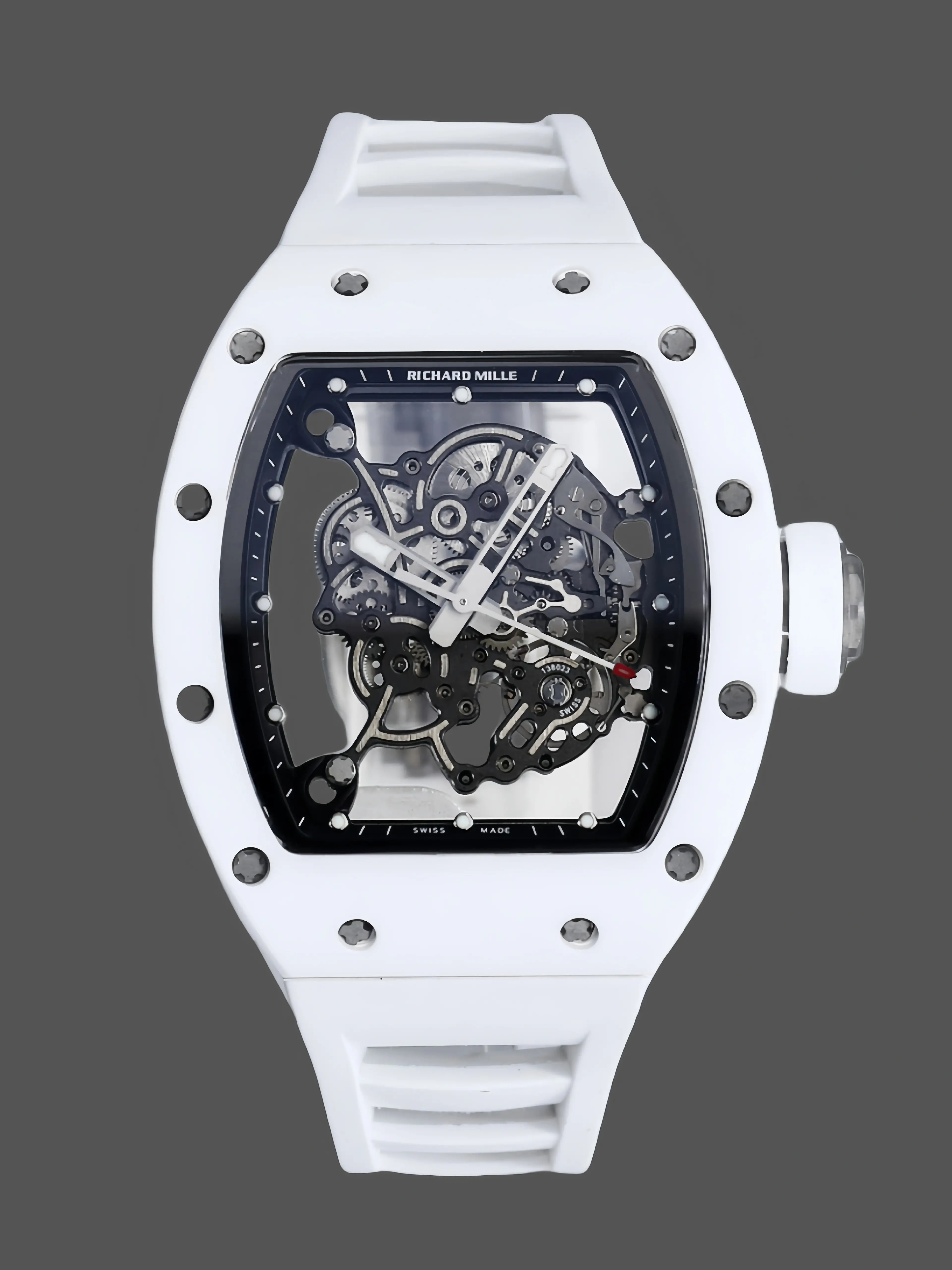 Richard Miller RM 055 RMUL2 NTPT Carbon Fiber Black Mark White Rubber Strap - QualitySwissReplica