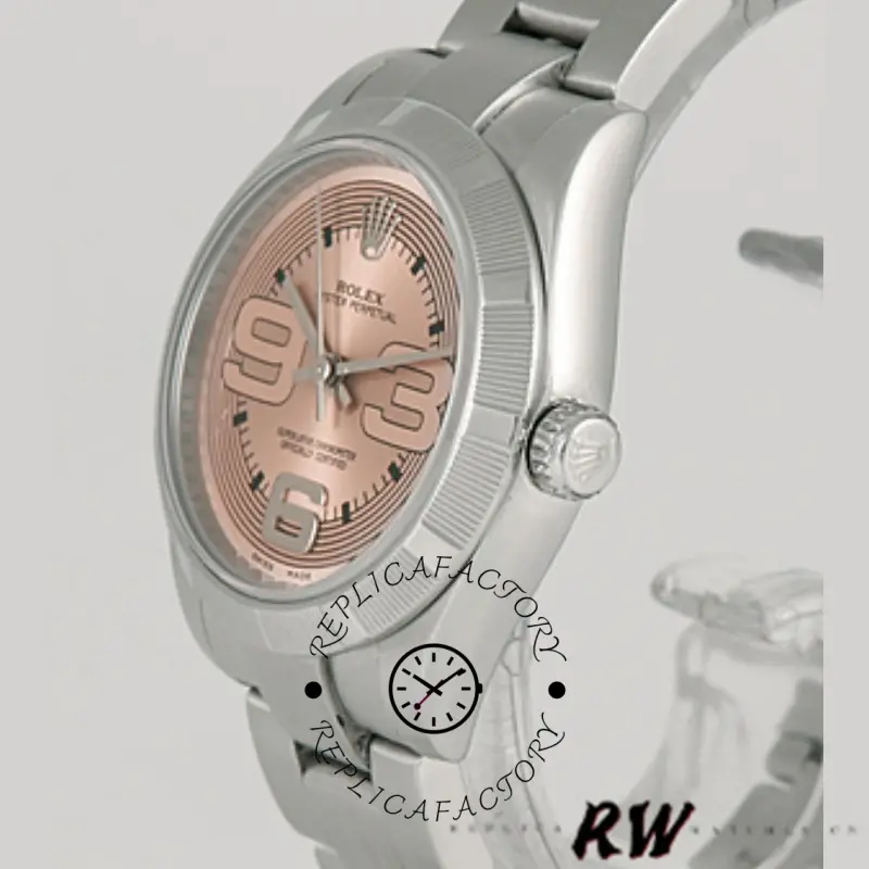 Rolex Oyster Perpetual 177210 Pink Maxi Arabic Dial 31mm Lady Replica Watch - QualitySwissReplica