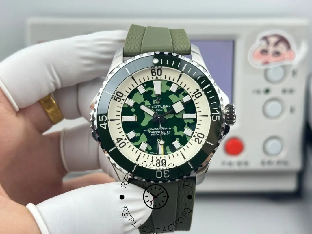 Breitling Superocean E10379D31L1S1 Replica Green Camouflage Watch - QualitySwissReplica