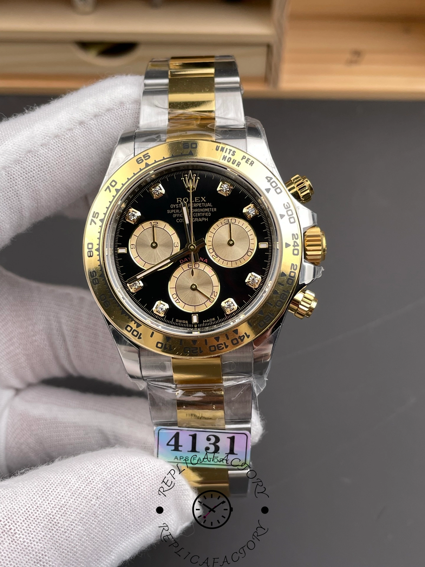 Rolex Two Tone Daytona 126503 0002 Black Diamond Replica Watch - QualitySwissReplica