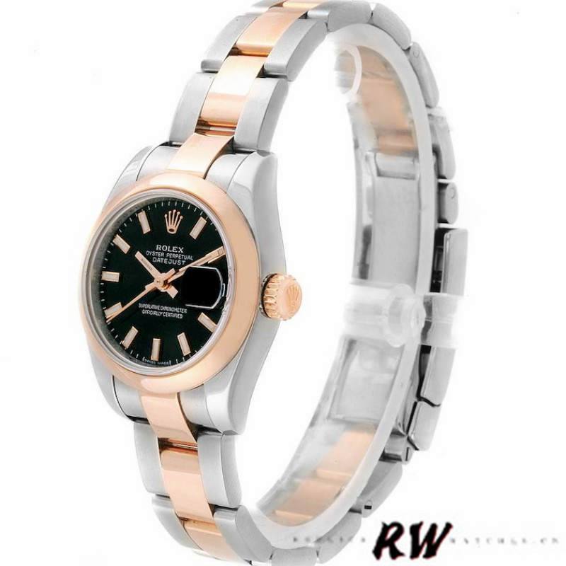Rolex Datejust 179161 Stainless Steel and Everose Gold Black Index Dial 26MM Lady Replica Watch - QualitySwissReplica