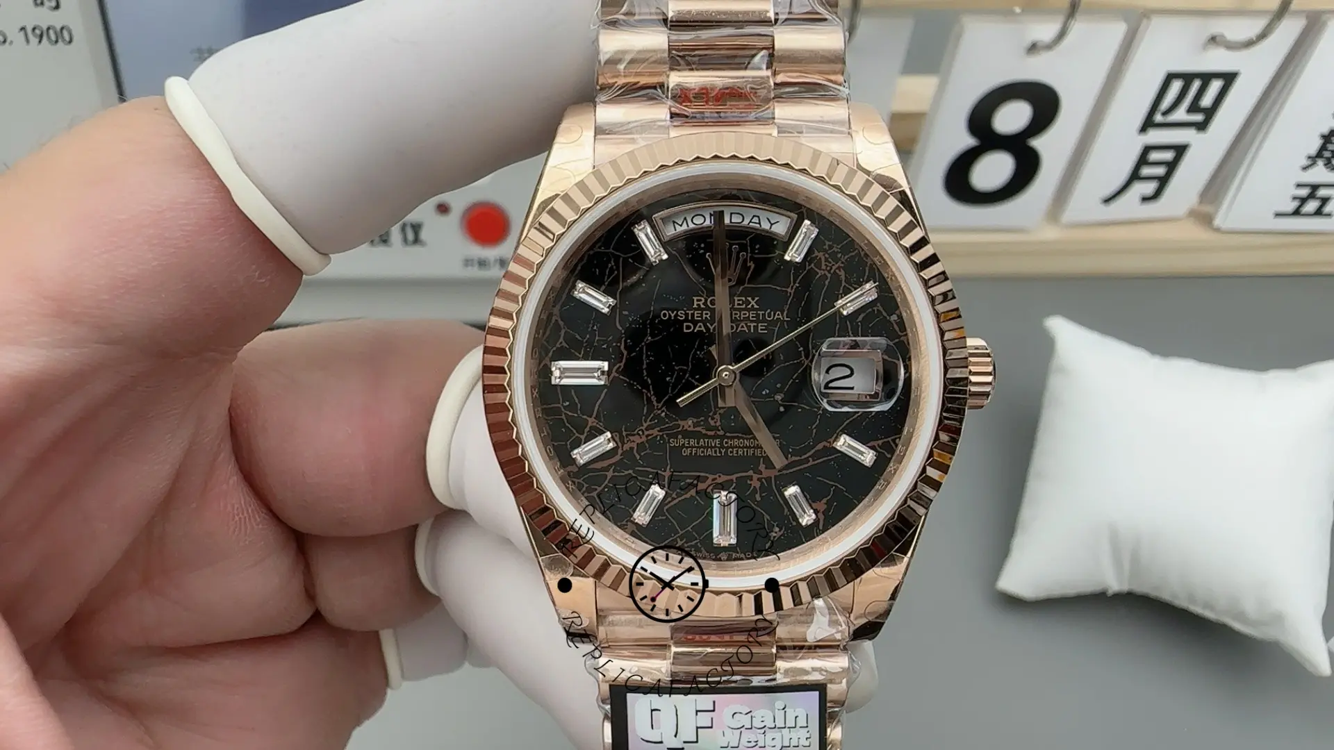 Rolex Day Date 40 Eisenkiesel Baguette Automatic Diamond M228235 0045 Mens Watch - QualitySwissReplica