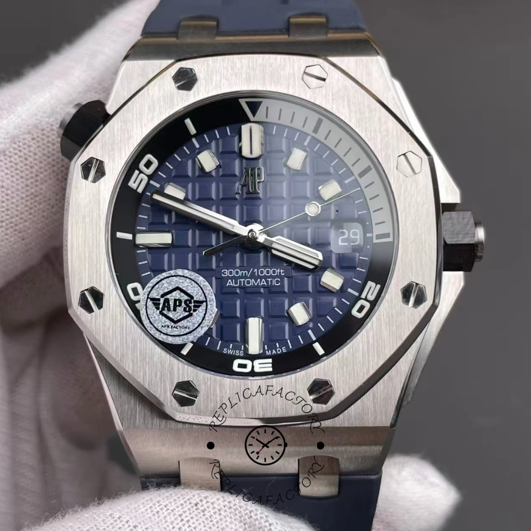 Replica AP Royal Oak Offshore Diver 15720ST.OO.A027CA.01 Blue Rubber Strap - QualitySwissReplica