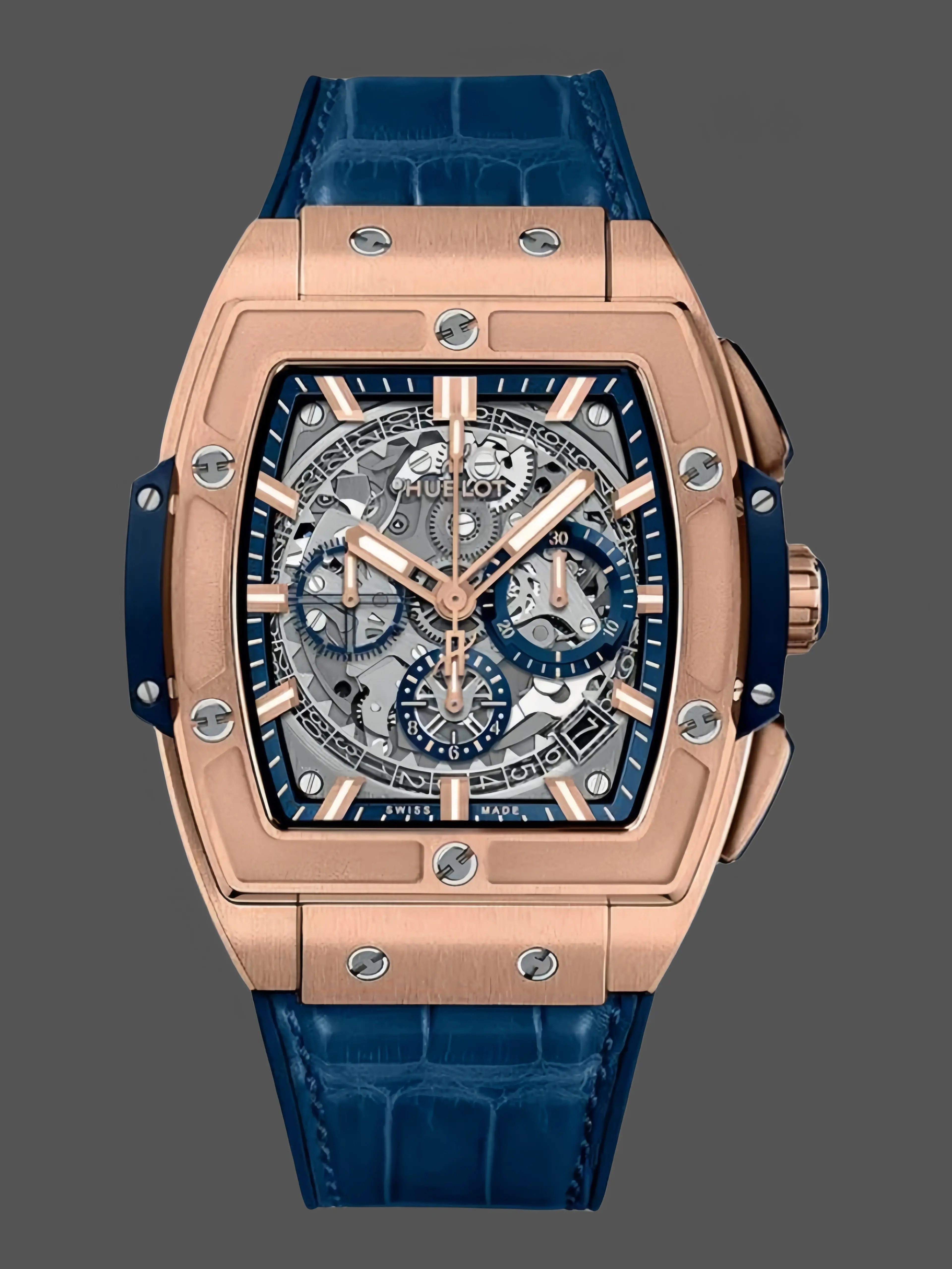 Hublot Spirit of Big Bang Chronograph King Gold Blue Leather Men's Watch 601.OX.7180.LR - QualitySwissReplica