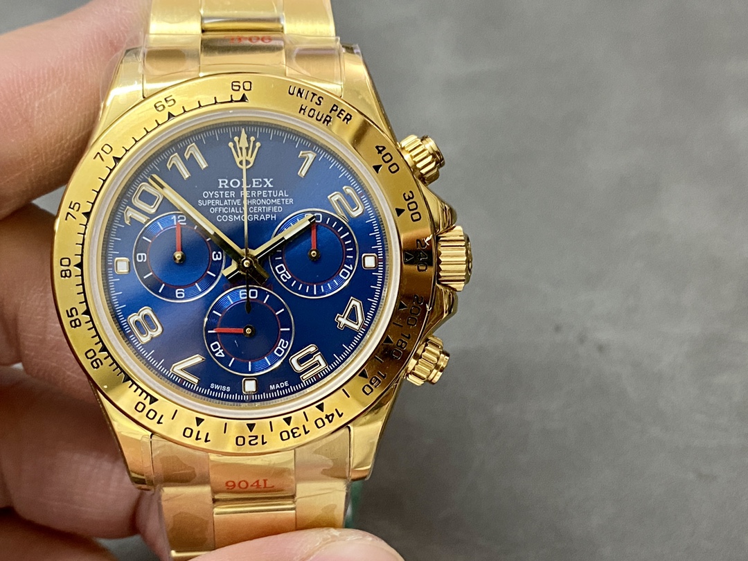 Rolex Daytona 116528 Yellow Gold Blue Racing Dial 40mm Mens Replica Watch - QualitySwissReplica