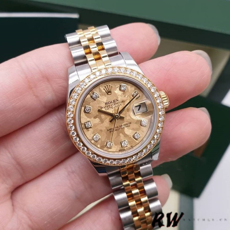 Rolex Datejust 179383 Crystal Gold Dust Champagne Dial 26MM Lady Replica Watch - QualitySwissReplica