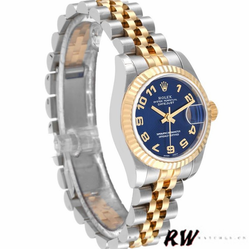 Rolex Datejust 179173 Concentric Circle Blue Dial Fluted Bezel 26MM Lady Replica Watch - QualitySwissReplica