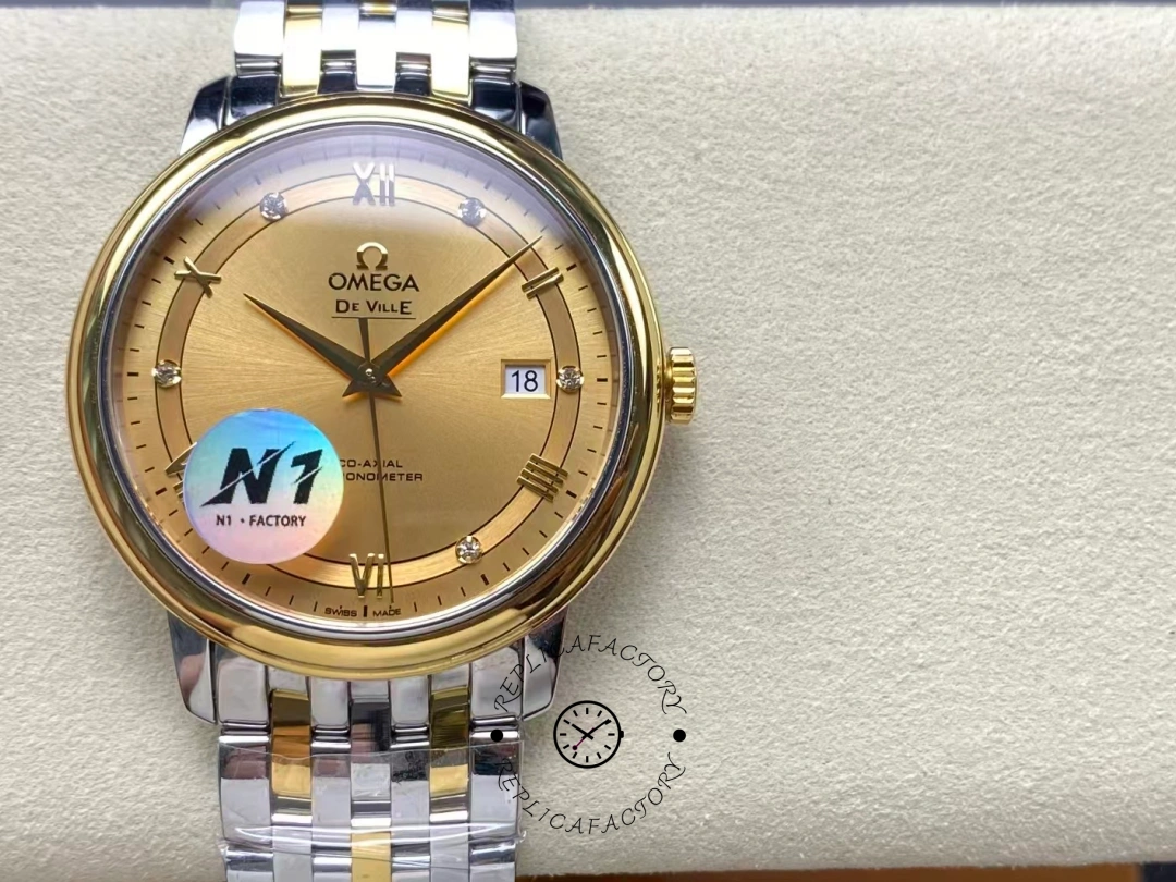 Omega De Ville Replica 424.20.40.20.58.001 39.5mm Champagne Dial - QualitySwissReplica