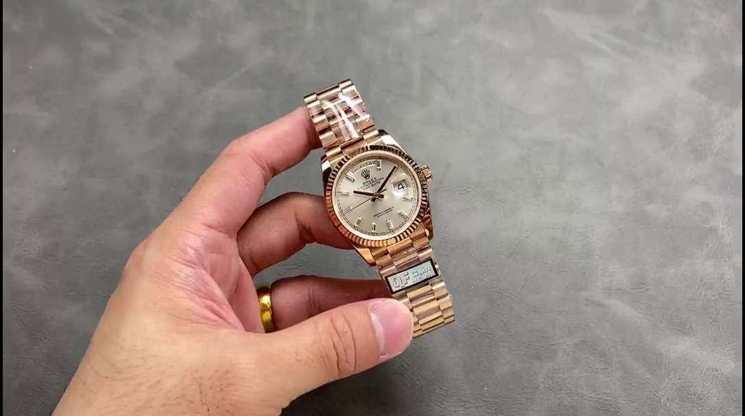 Rolex Day-Date 228235 Sundust Index Dial Fluted Bezel 40mm Mens Replica Watch - QualitySwissReplica