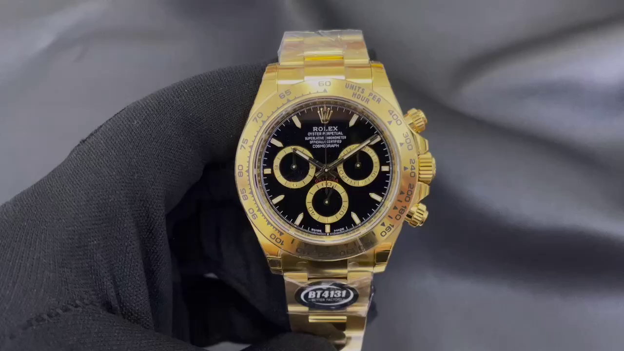Rolex Daytona 40mm Yellow Gold Oyster Bracelet with Black Stick Dial 126508 0004 - QualitySwissReplica