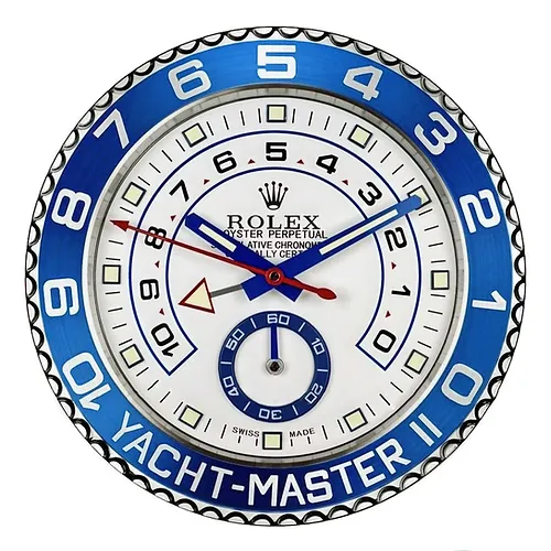 Rolex Yacht Master ll Silver & Blue Wall Clock - QualitySwissReplica