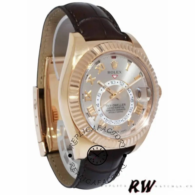 Rolex Sky-Dweller 326135 Sundust Dial Rose Gold 42MM Mens Replica Watch - QualitySwissReplica