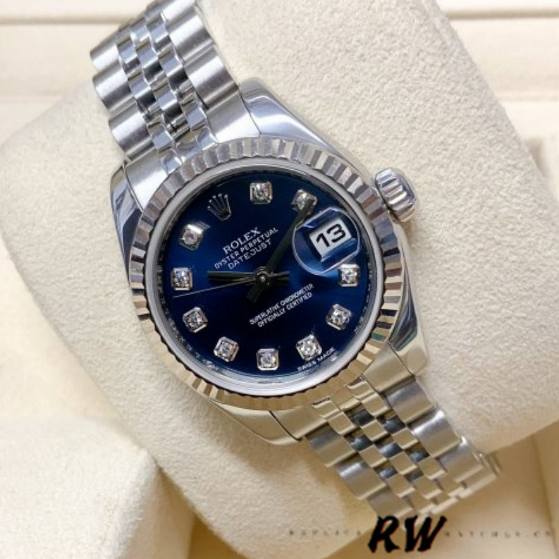 Rolex Datejust 179174 Blue Diamond Dial Fluted Bezel 26MM Lady Replica Watch - QualitySwissReplica