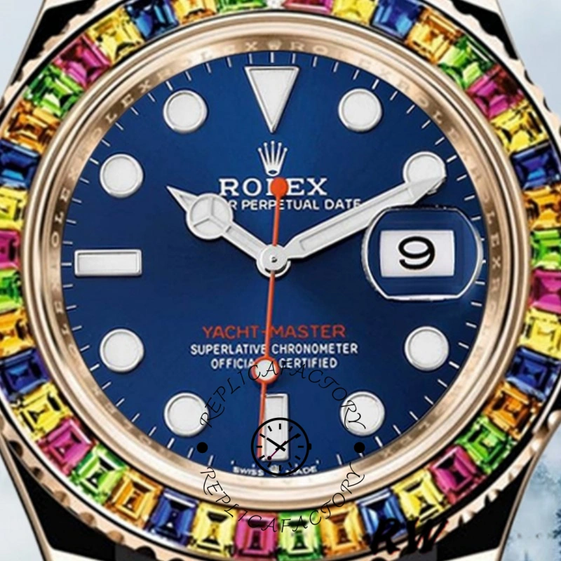Rolex Yacht-Master 116695 Black Rubber Strap Blue Dial 40MM Mens Replica Watch - QualitySwissReplica