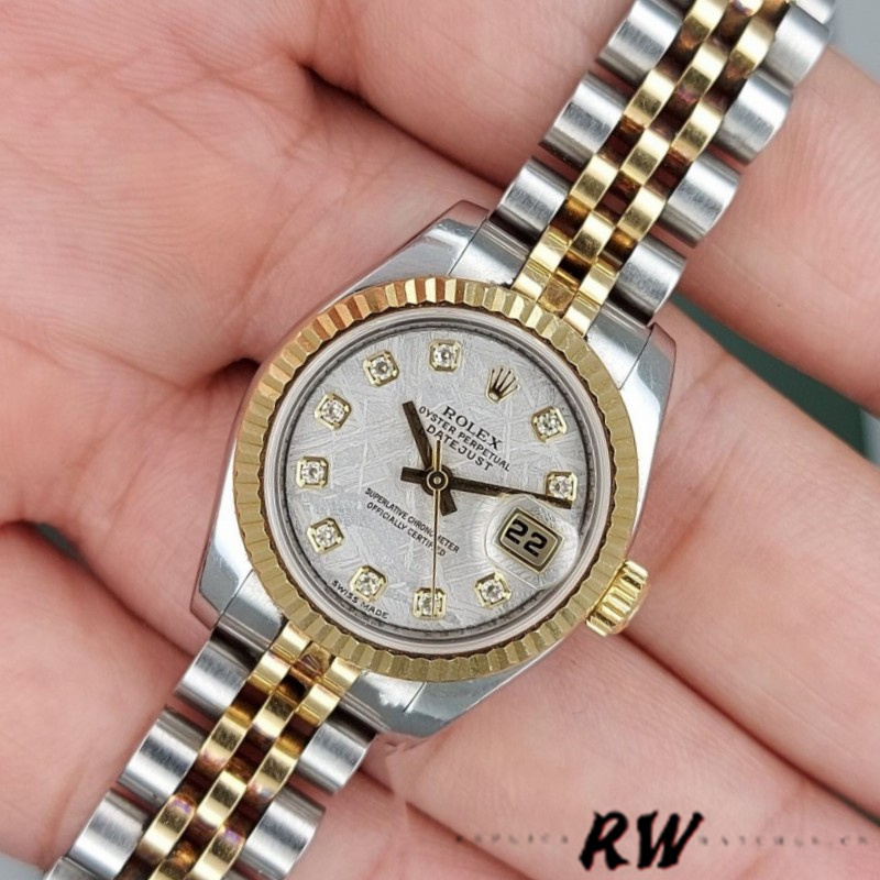 Rolex Datejust 179173 Meteorite Grey Diamond Dial Fluted Bezel 26MM Lady Replica Watch - QualitySwissReplica