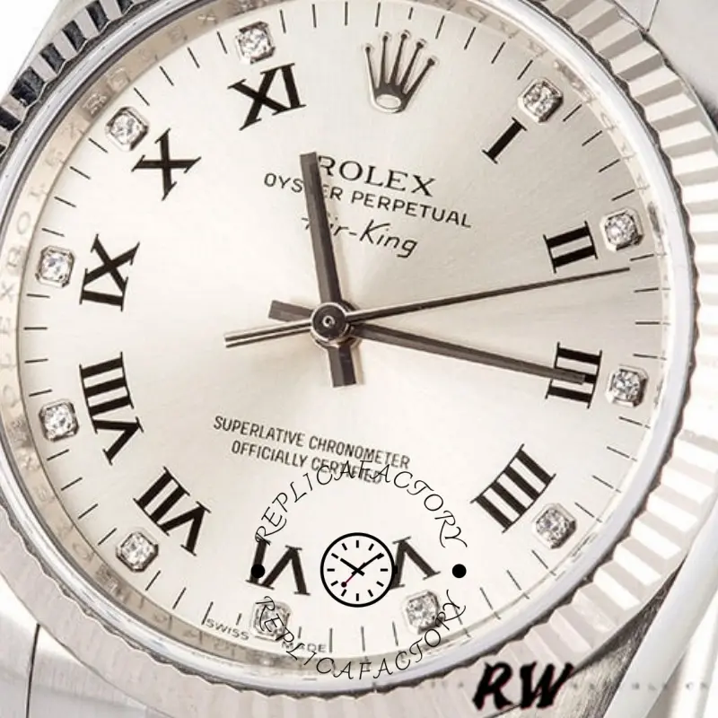 Rolex Oyster Perpetual Air-King 114234 Silver Roman Diamond Dial 41mm Replica Watch - QualitySwissReplica
