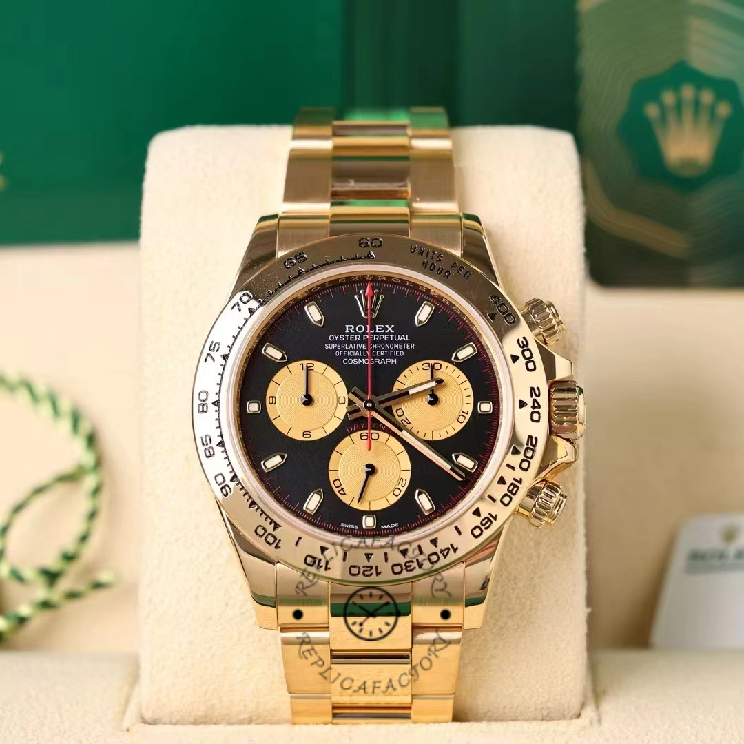 Rolex Daytona 116508 Yellow Gold Black Dial 40MM Mens Replica Watch - QualitySwissReplica