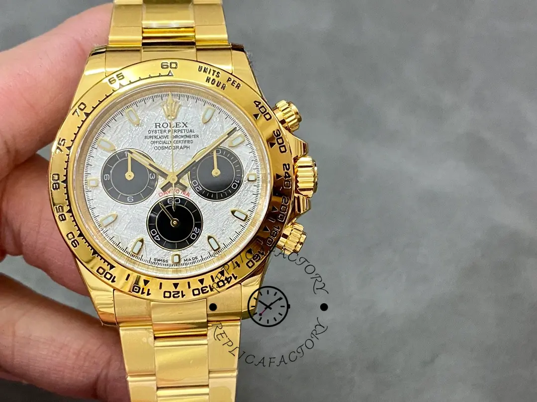 Rolex Daytona 116508 Yellow Gold Meteorite Grey Dial 40MM Mens Replica Watch - QualitySwissReplica