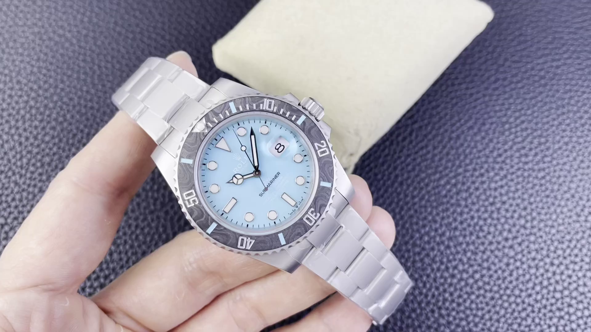 Rolex Submariner Sandblasted DIWF Edition Carbon Bezel Tiffany Ice Blue Dial - QualitySwissReplica