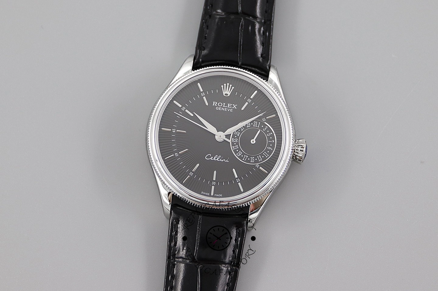 Rolex Cellini Date 50519 Black Leather Black Dial 39mm Mens Replica Watch - QualitySwissReplica
