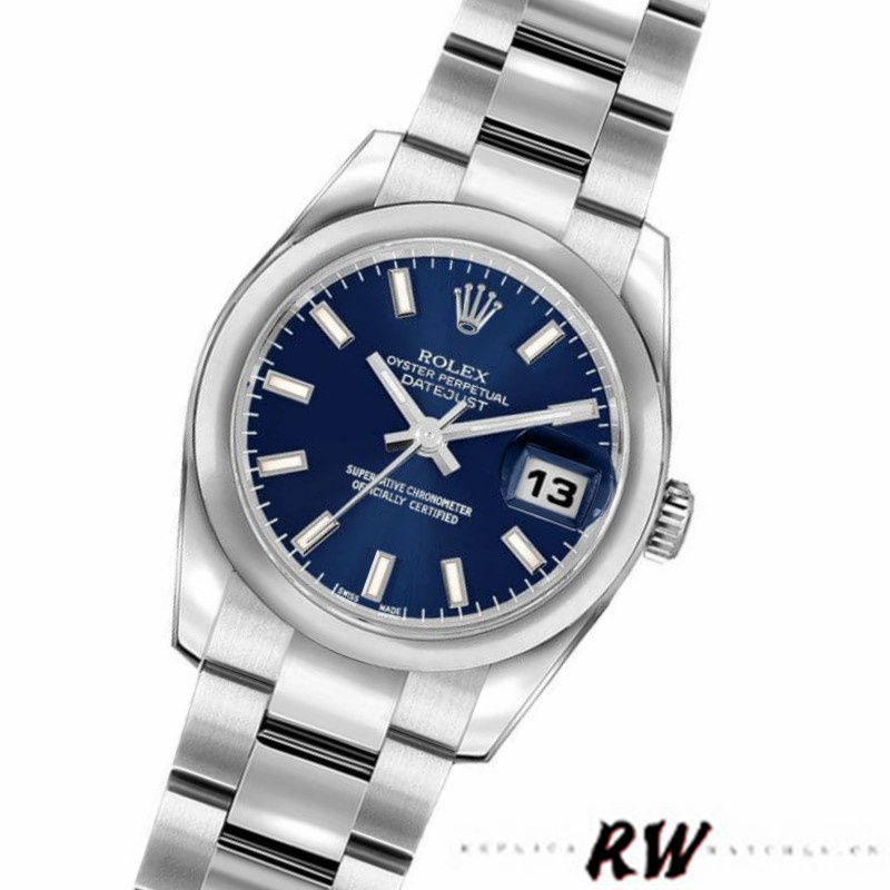 Rolex Datejust 179160 Blue Index Dial Domed Bezel 26MM Lady Replica Watch - QualitySwissReplica