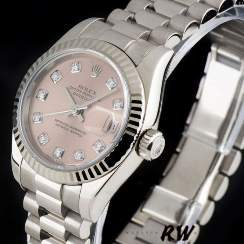 Rolex Datejust 179179 Pink Diamond Dial Fluted Bezel 26MM Lady Replica Watch - QualitySwissReplica