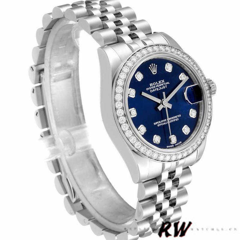 Rolex Datejust 178384 Blue Dial Diamond Bezel 31MM Lady Replica Watch - QualitySwissReplica