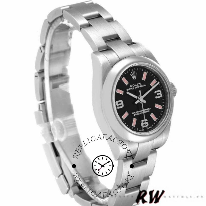 Rolex Oyster Perpetual 176200 Stainless Steel Case Black Dial 26MM Lady Replica Watch - QualitySwissReplica