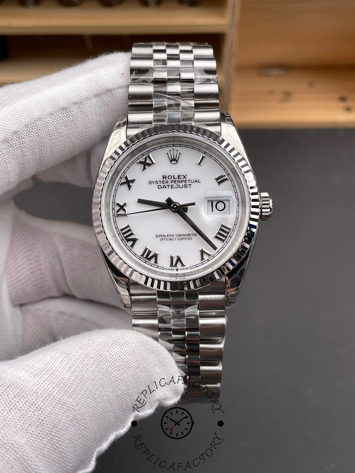 Rolex Datejust 126234 Fluted Bezel White Roman Dial 36MM Unisex Replica Watch - QualitySwissReplica