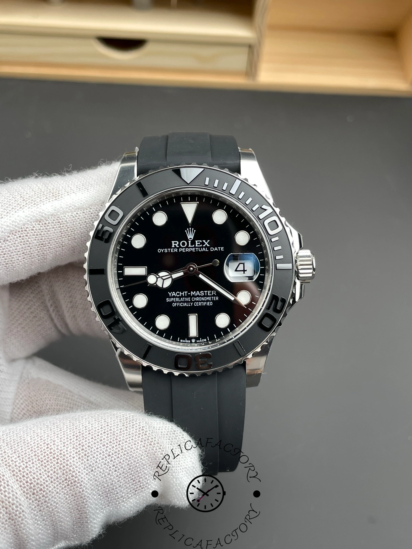 Rolex Yacht-Master 226659-0002 White Gold Black Dial 42mm Mens Replica Watch - QualitySwissReplica