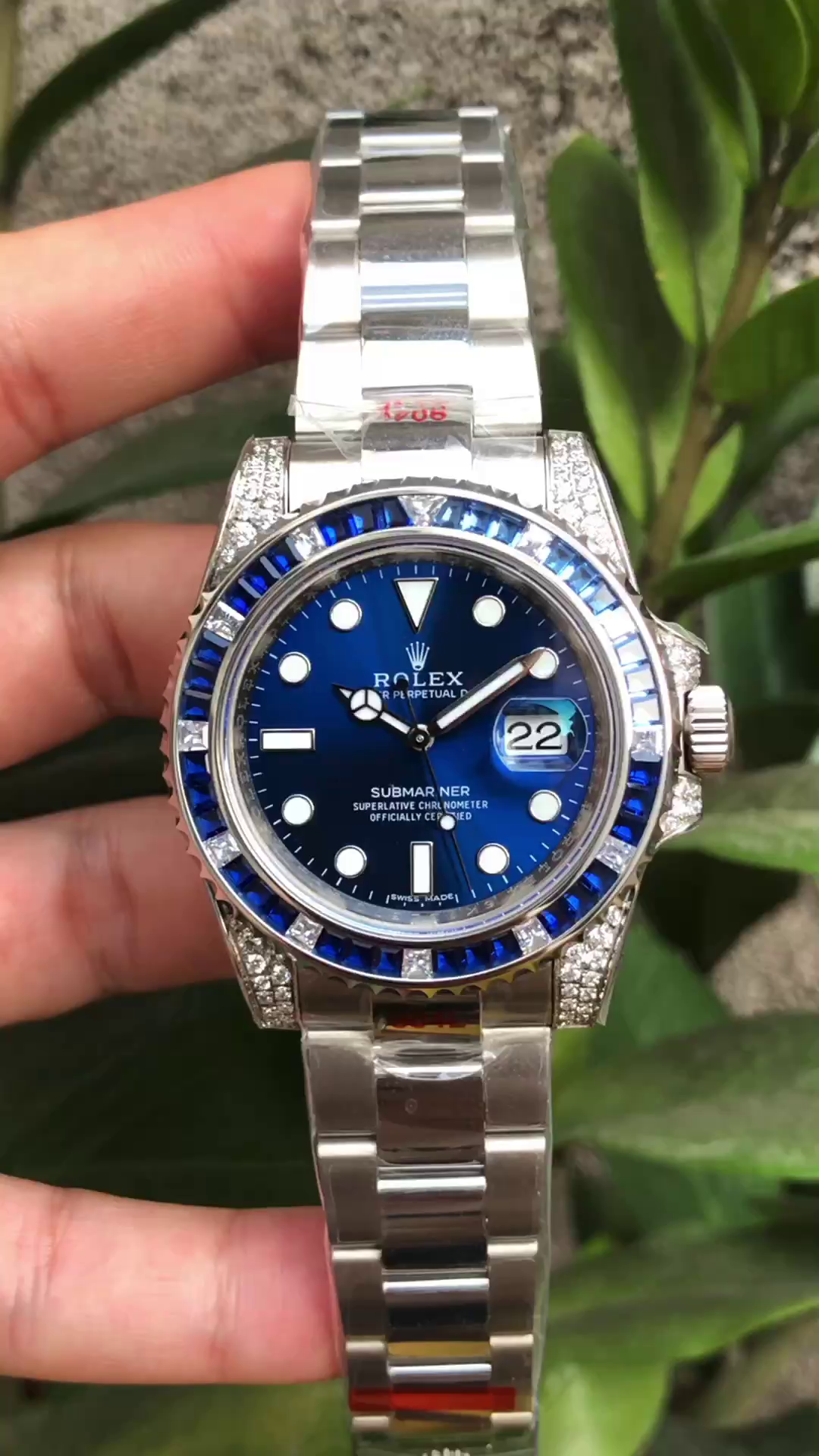 Rolex Submariner Date 116610LN Custom Diamond Stainless Steel Blue Dial 40MM Mens Replica Watch - QualitySwissReplica