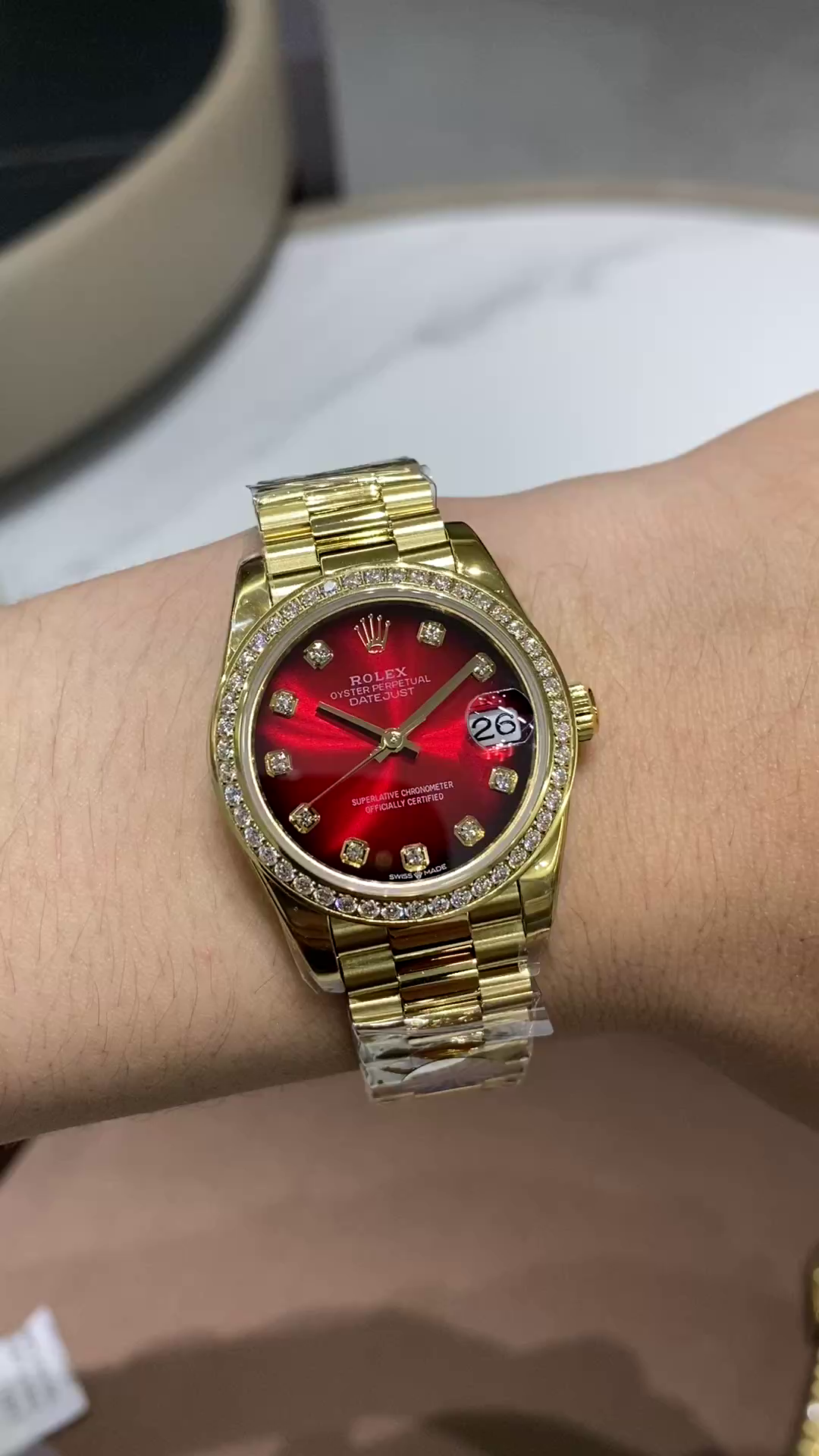Rolex Datejust Yellow Gold Strap Replica 31 Diamond-Set Bezel 278288RBR-0041 - QualitySwissReplica