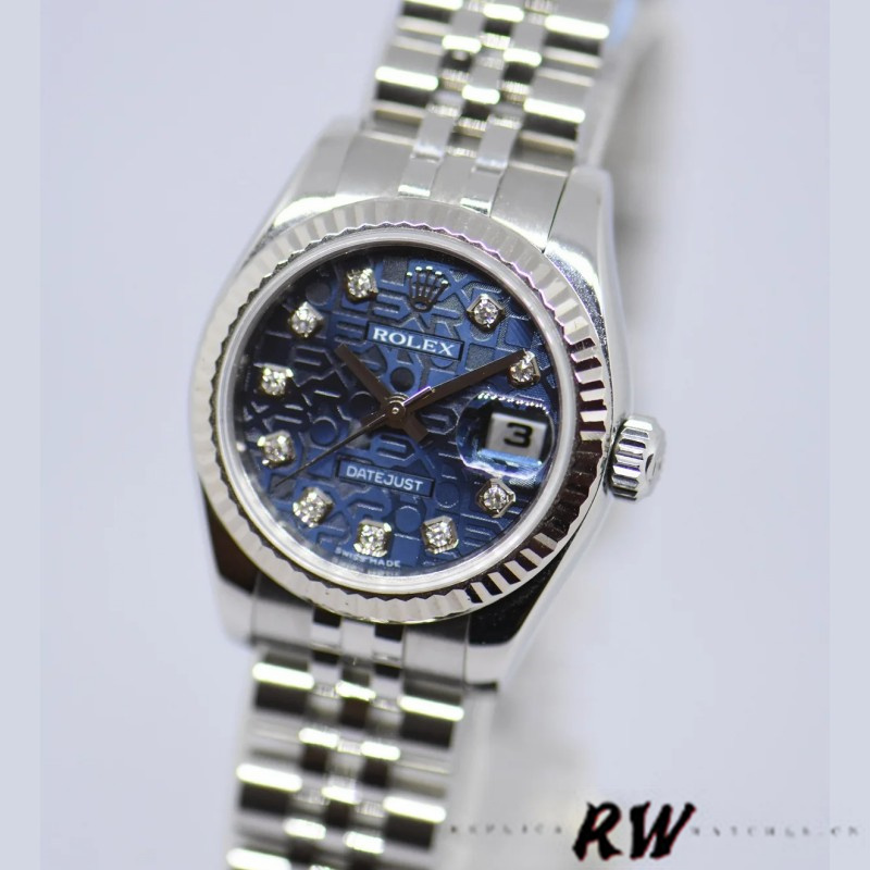 Rolex Datejust 179174 Jubilee Blue Diamond Dial Fluted Bezel 26MM Lady Replica Watch - QualitySwissReplica