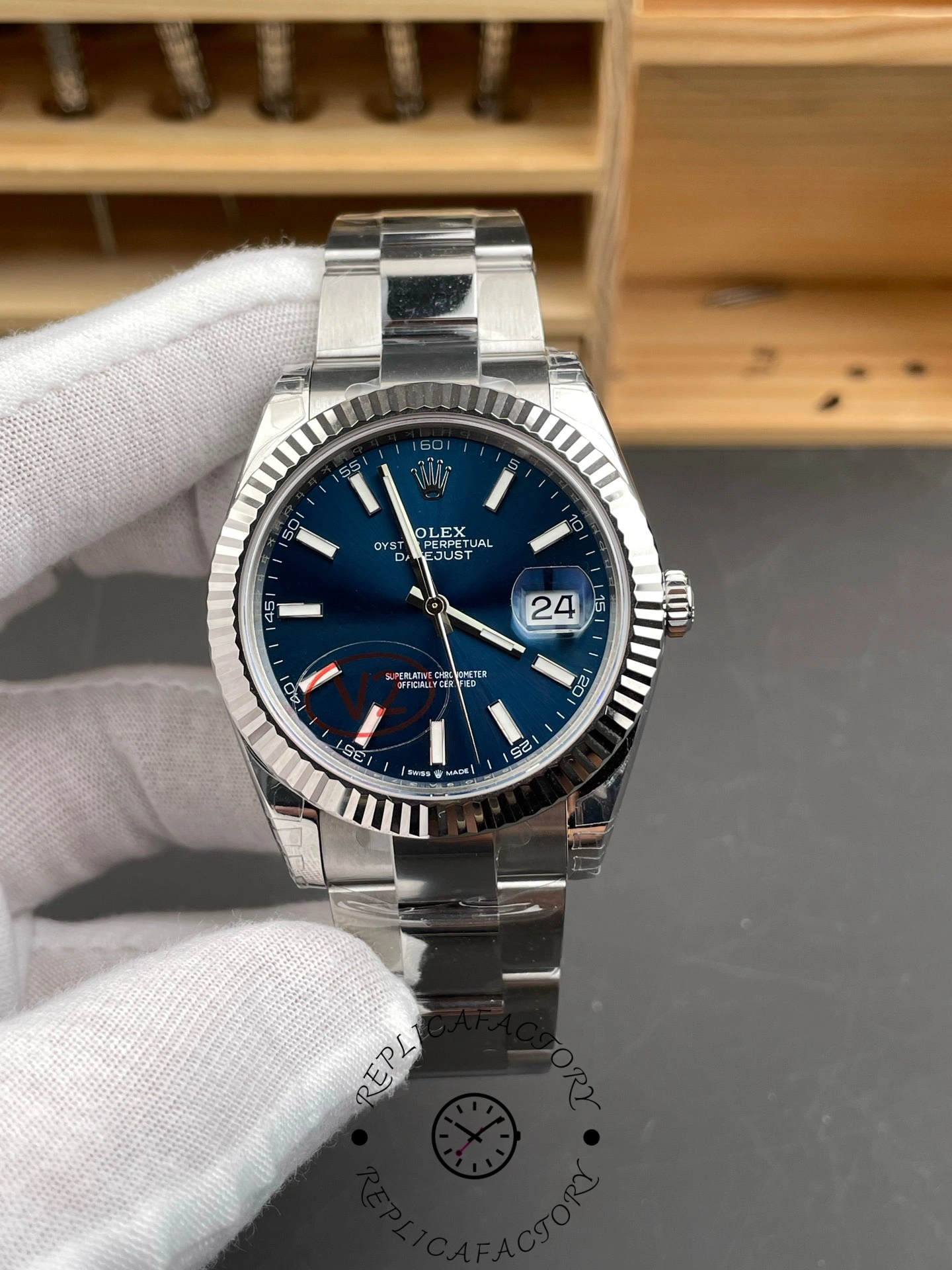 Rolex Datejust 126334 0001 Fluted Bezel Blue Dial 41MM Mens Replica Watch - QualitySwissReplica