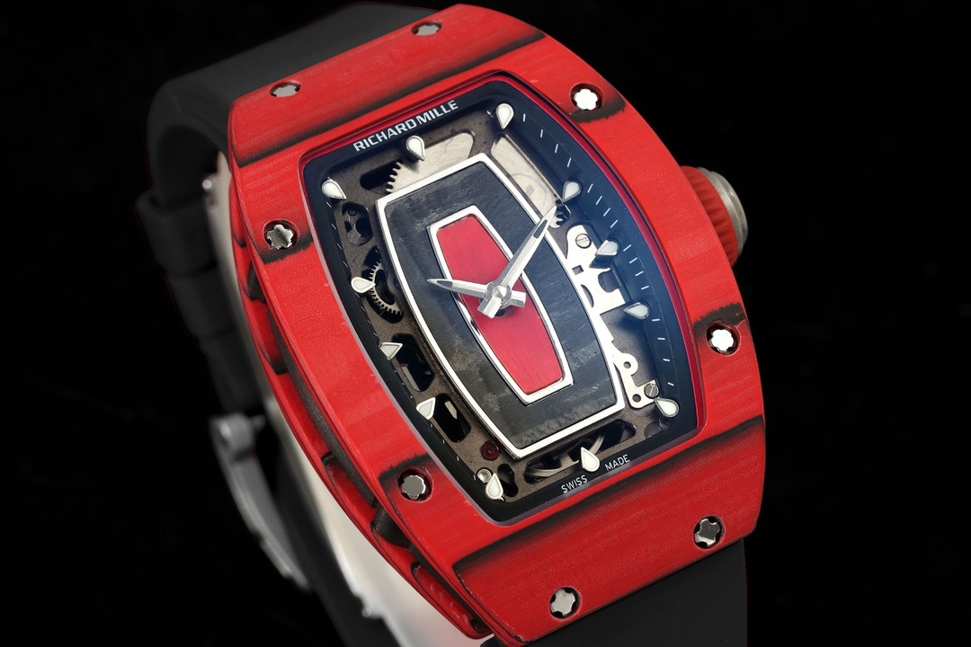 Richard Mille RM07-01 Racing Red Carbon Black Rubber Strap 46mm Ladies Watch - QualitySwissReplica