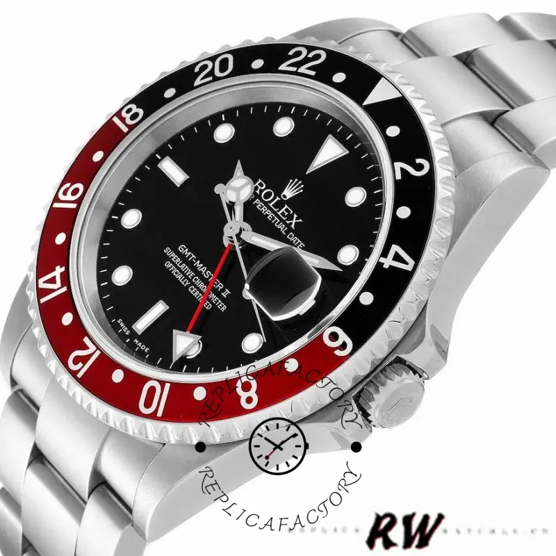 Rolex GMT-Master II 16710 Black Dial Black Red Coke Bezel 40MM Mens Replica Watch - QualitySwissReplica