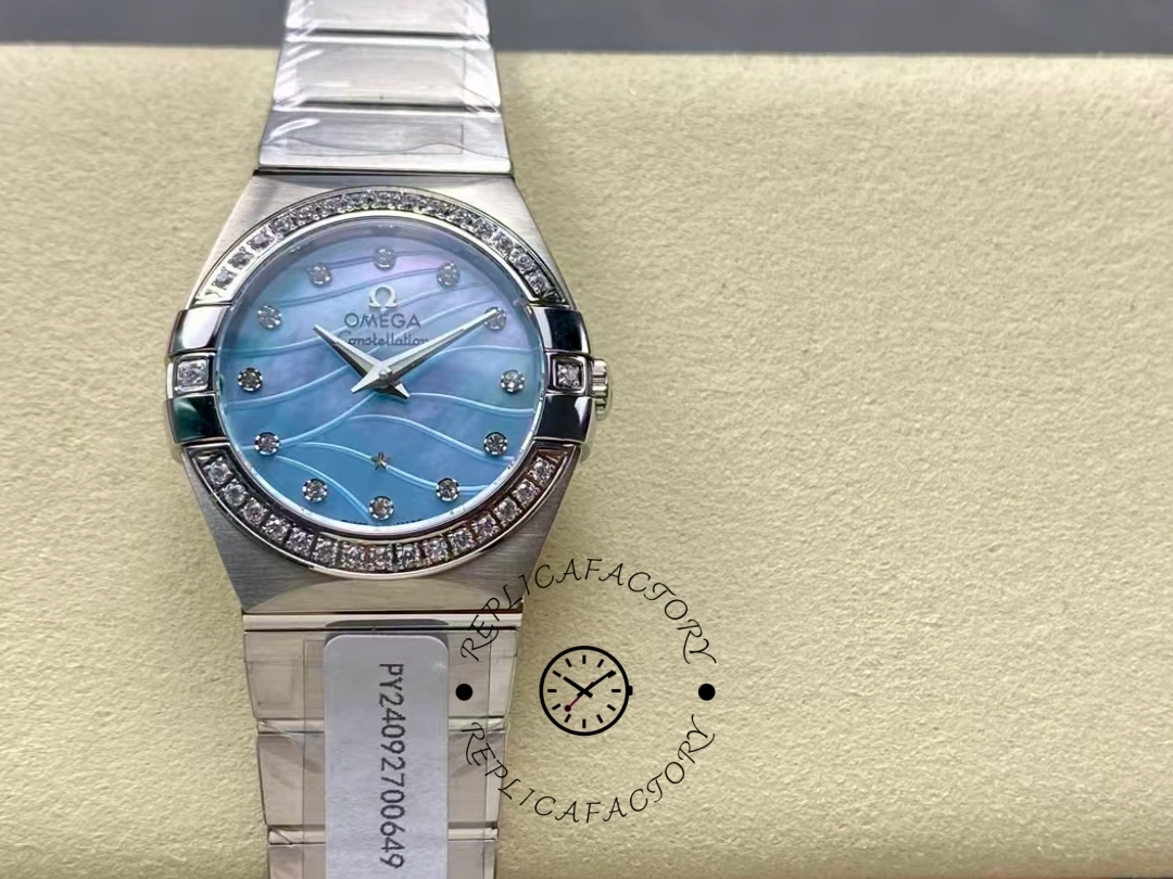 Omega Constellation Quartz 123.10.27.60.57.001 Diamond Bezel Clone Watch - QualitySwissReplica
